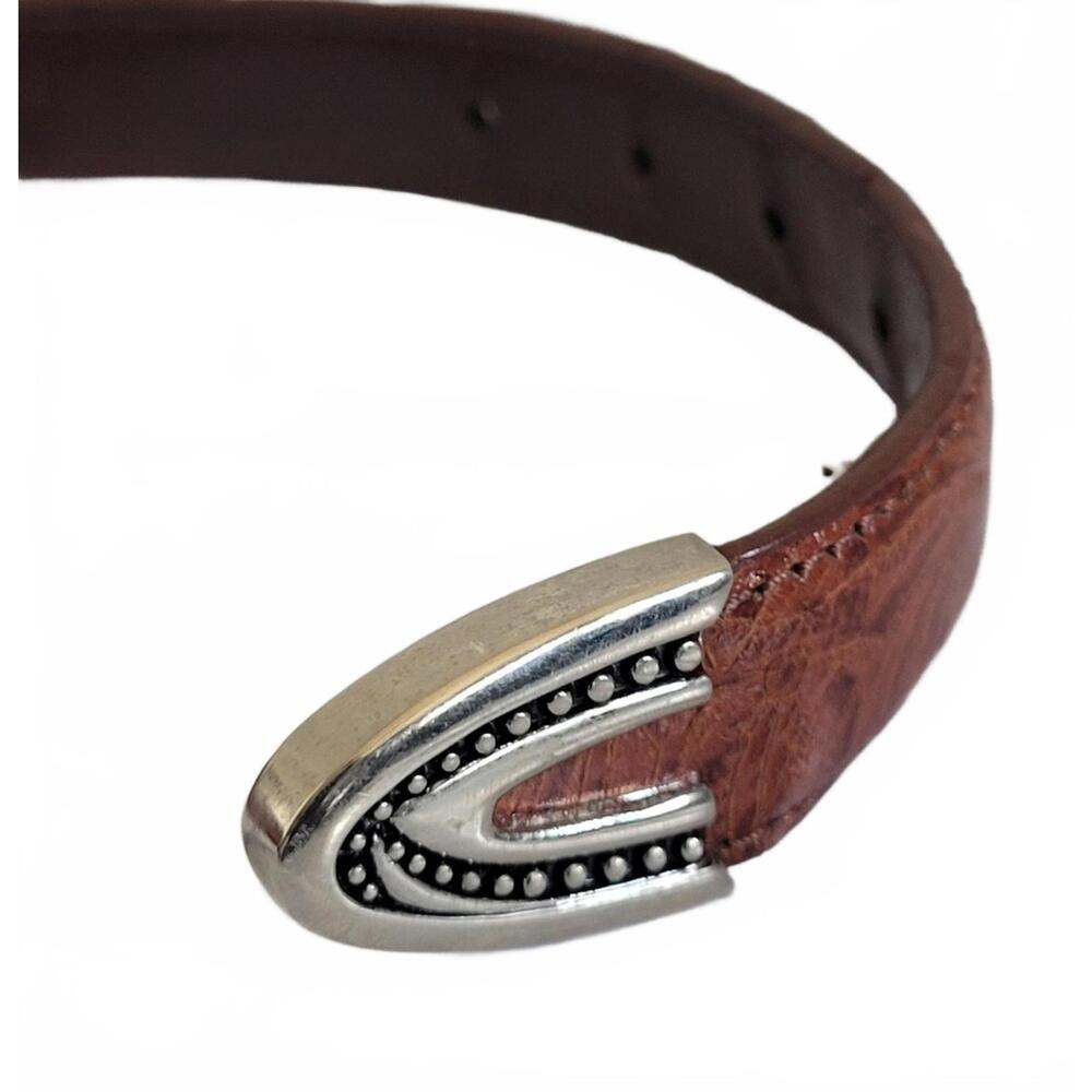 Women’s Vintage Brown Embossed Textured Leather Belt Western Style 1inW - Picture 5 of 7